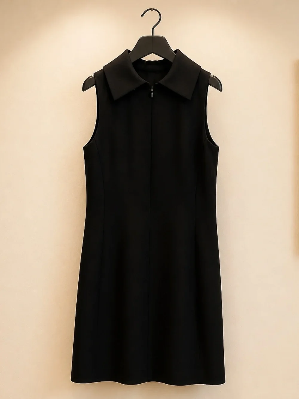 Vintage Harold’s Black Sleeveless Fold-Over Collar Mini Dress. True NYC! - Picture 2 of 3